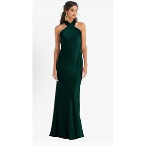 Lovely Imogen LB025 Evergreen Draped Twist Halter Tie-Back Trumpet dress - S/M